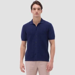 Textured Chevron Short Sleeve Knit Shirt