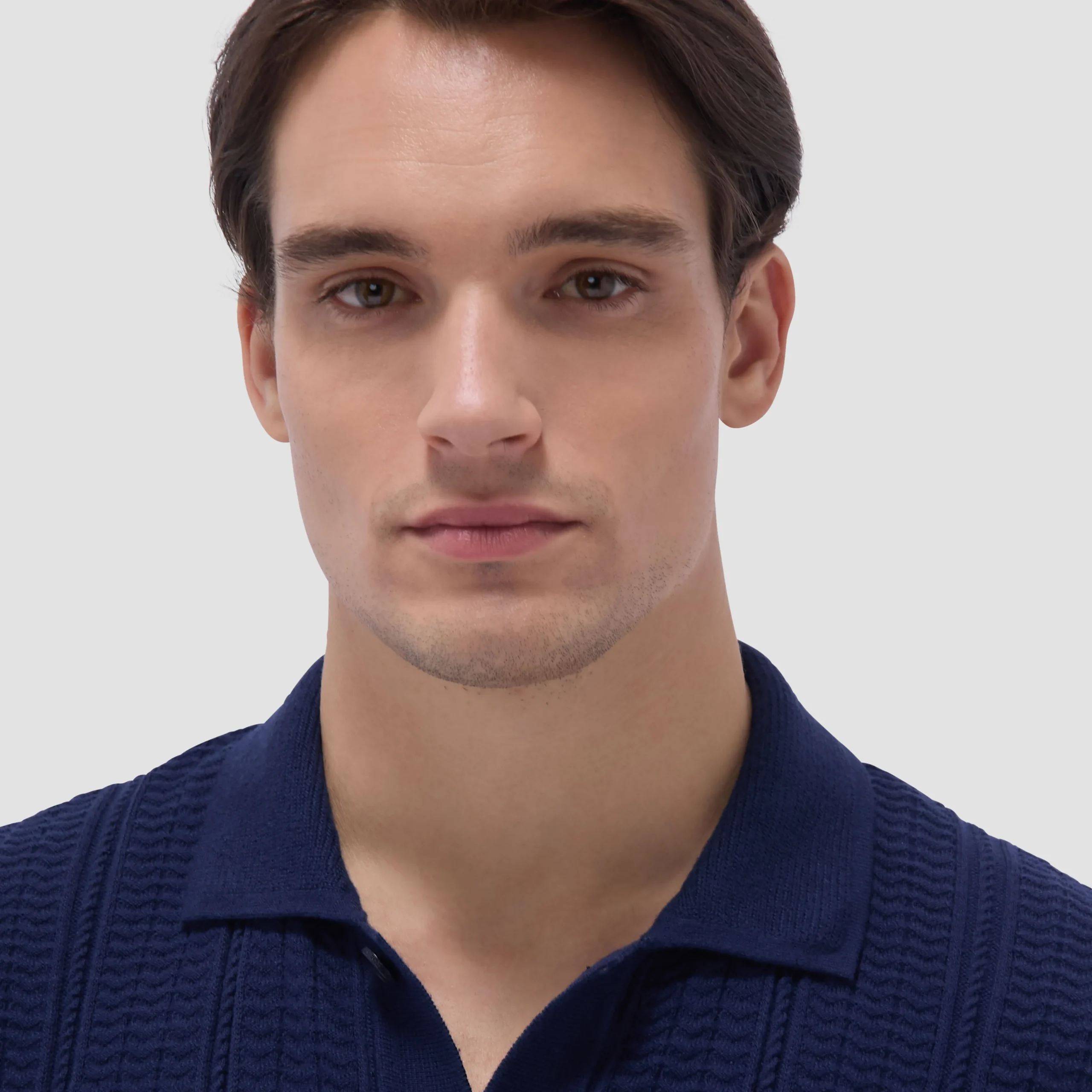 Textured Chevron Short Sleeve Knit Shirt