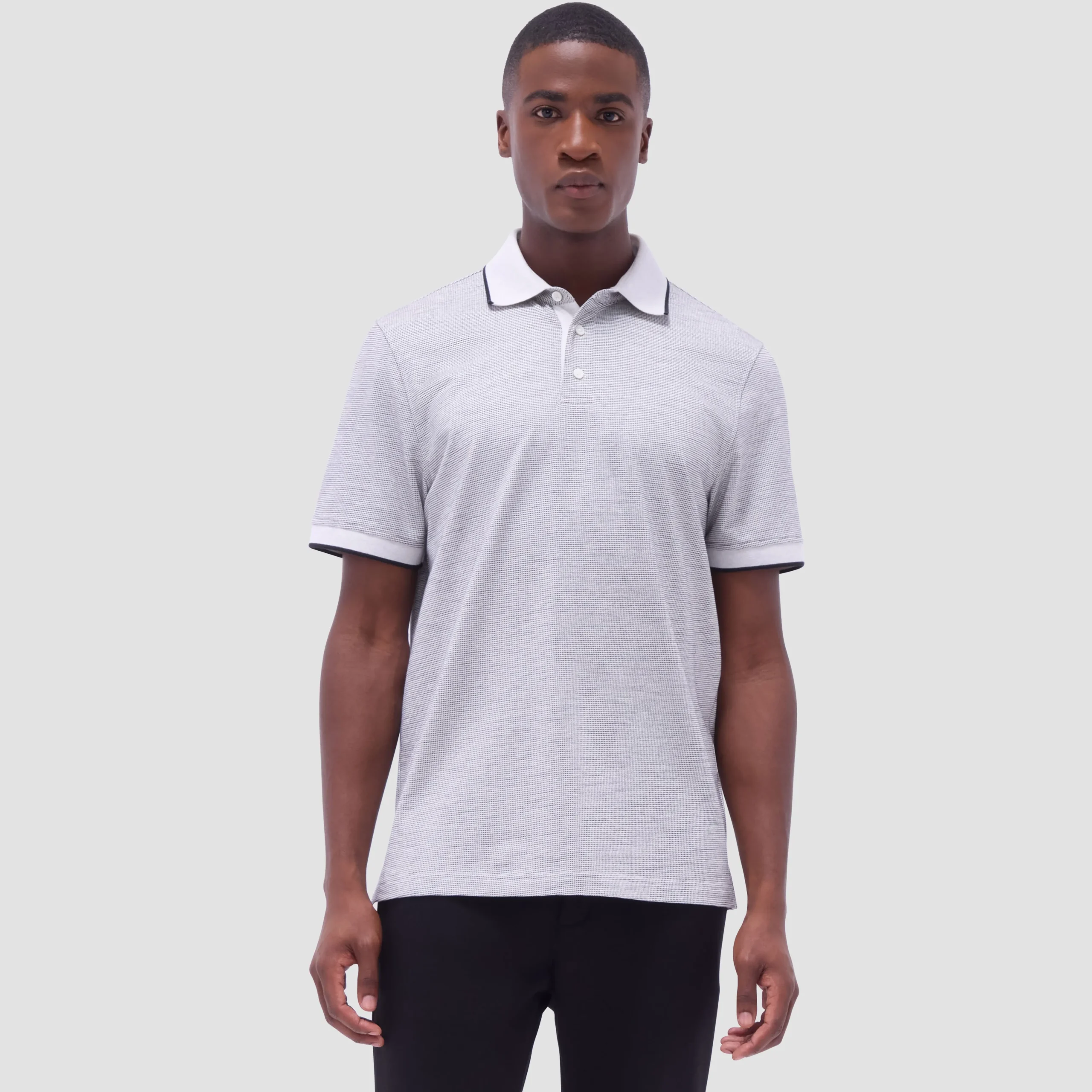 Two-Tone Bird's Eye Polo Shirt