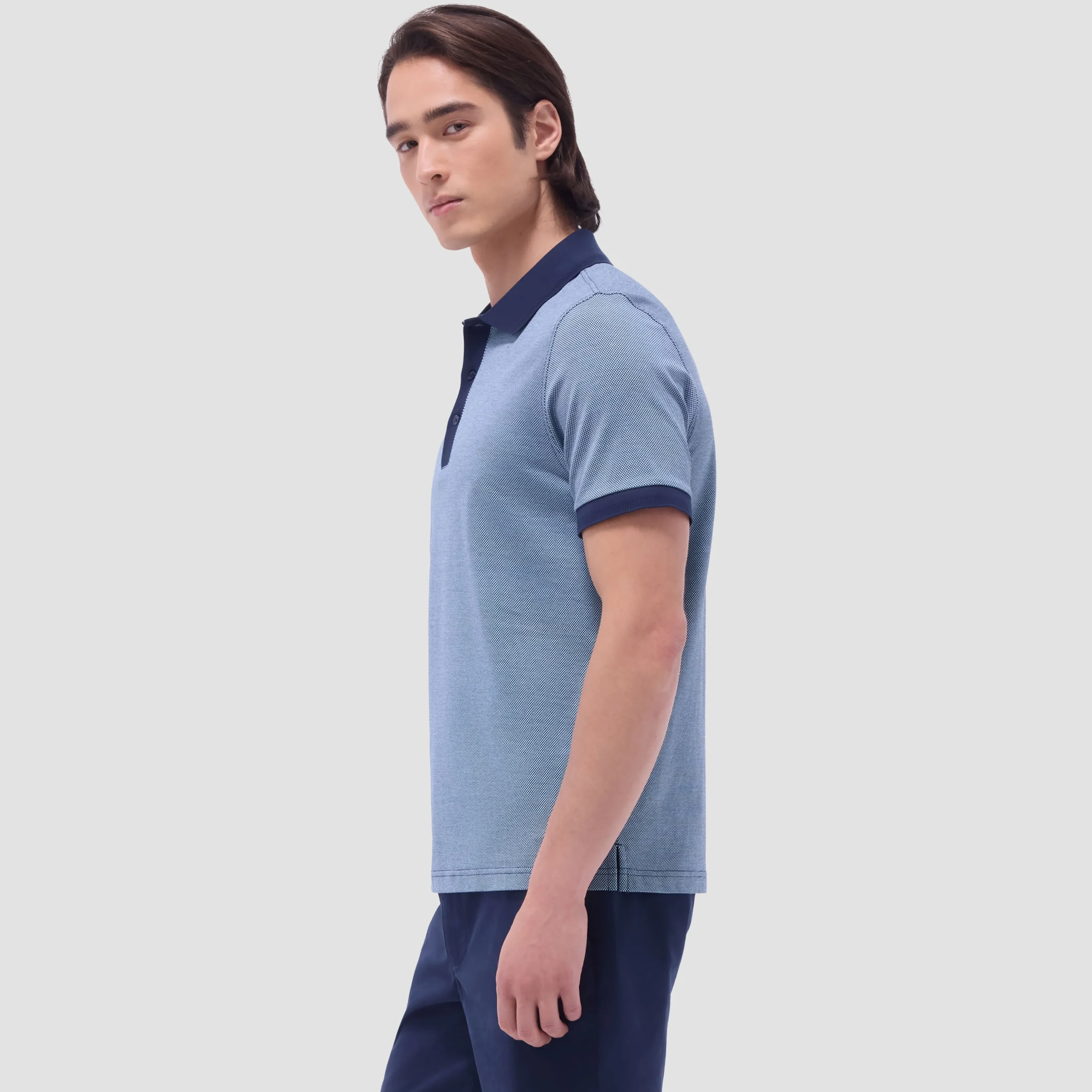 Two-Tone Bird's Eye Polo Shirt