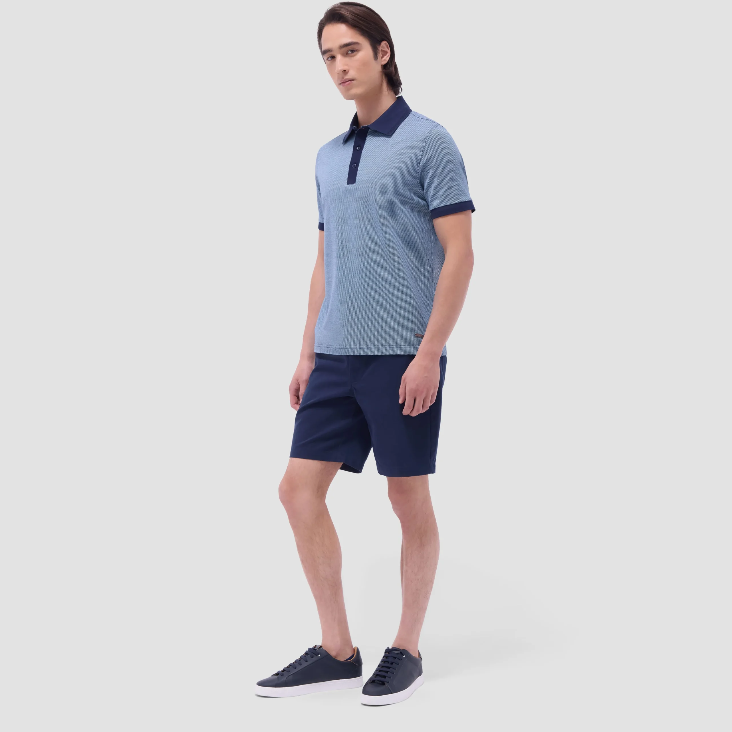 Two-Tone Bird's Eye Polo Shirt