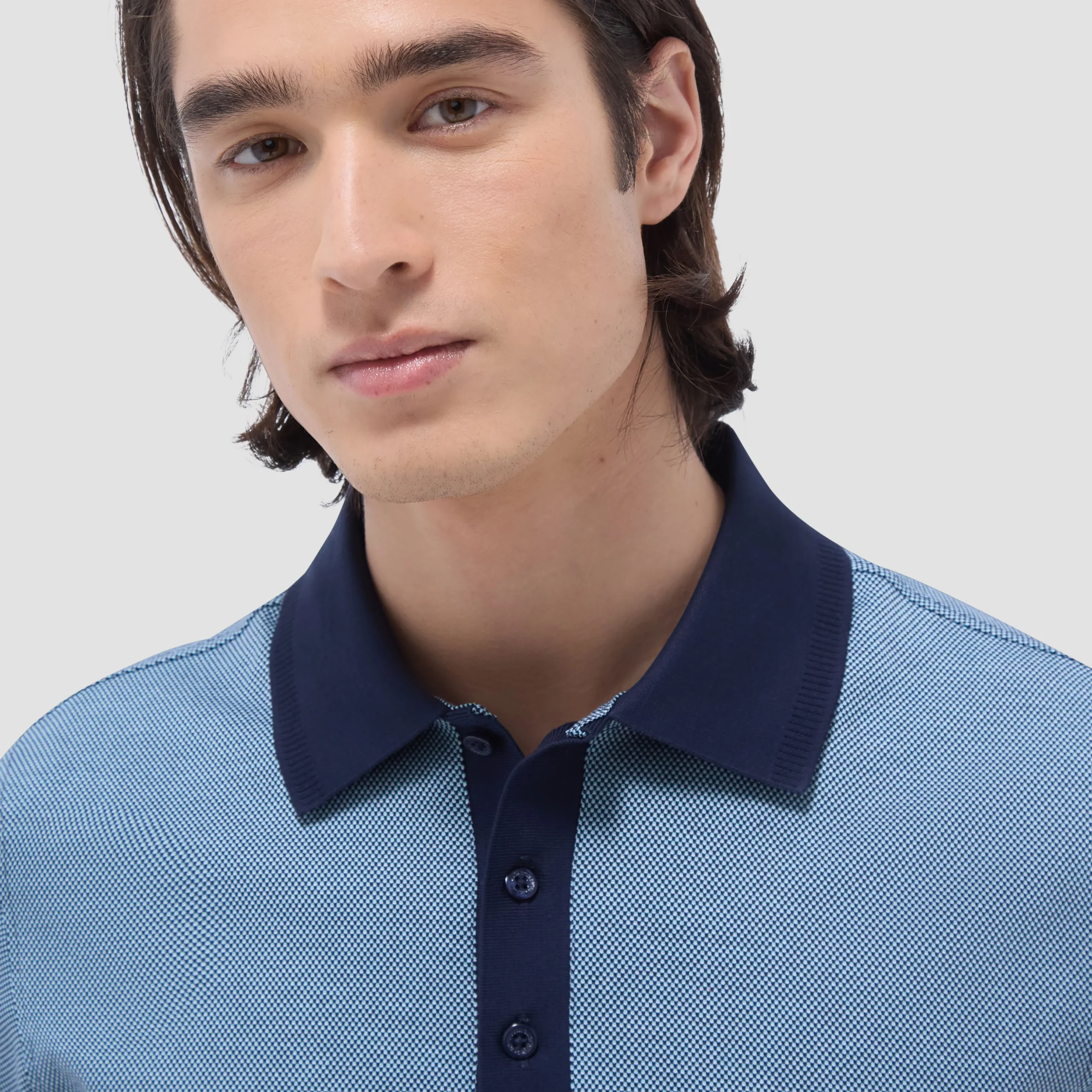 Two-Tone Bird's Eye Polo Shirt