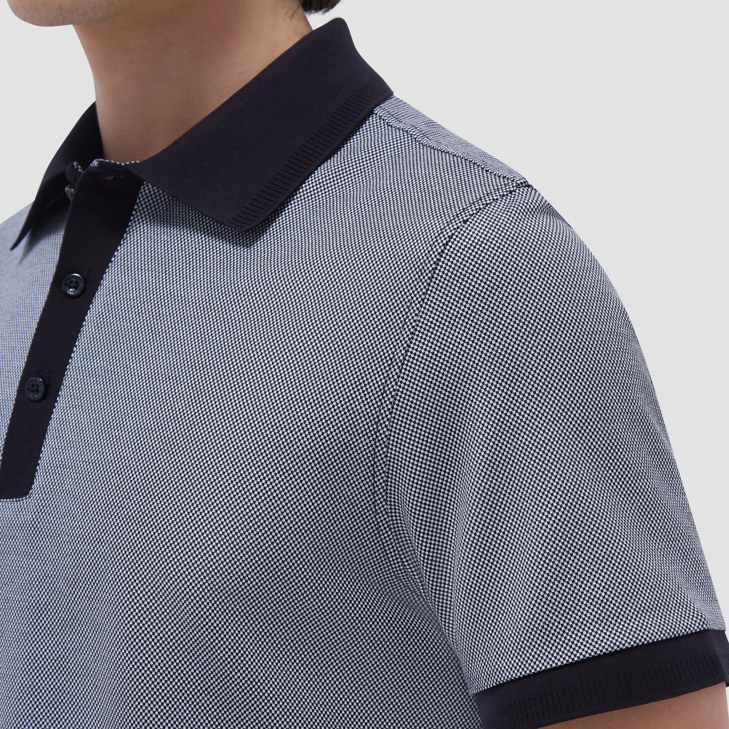 Two-Tone Bird's Eye Polo Shirt