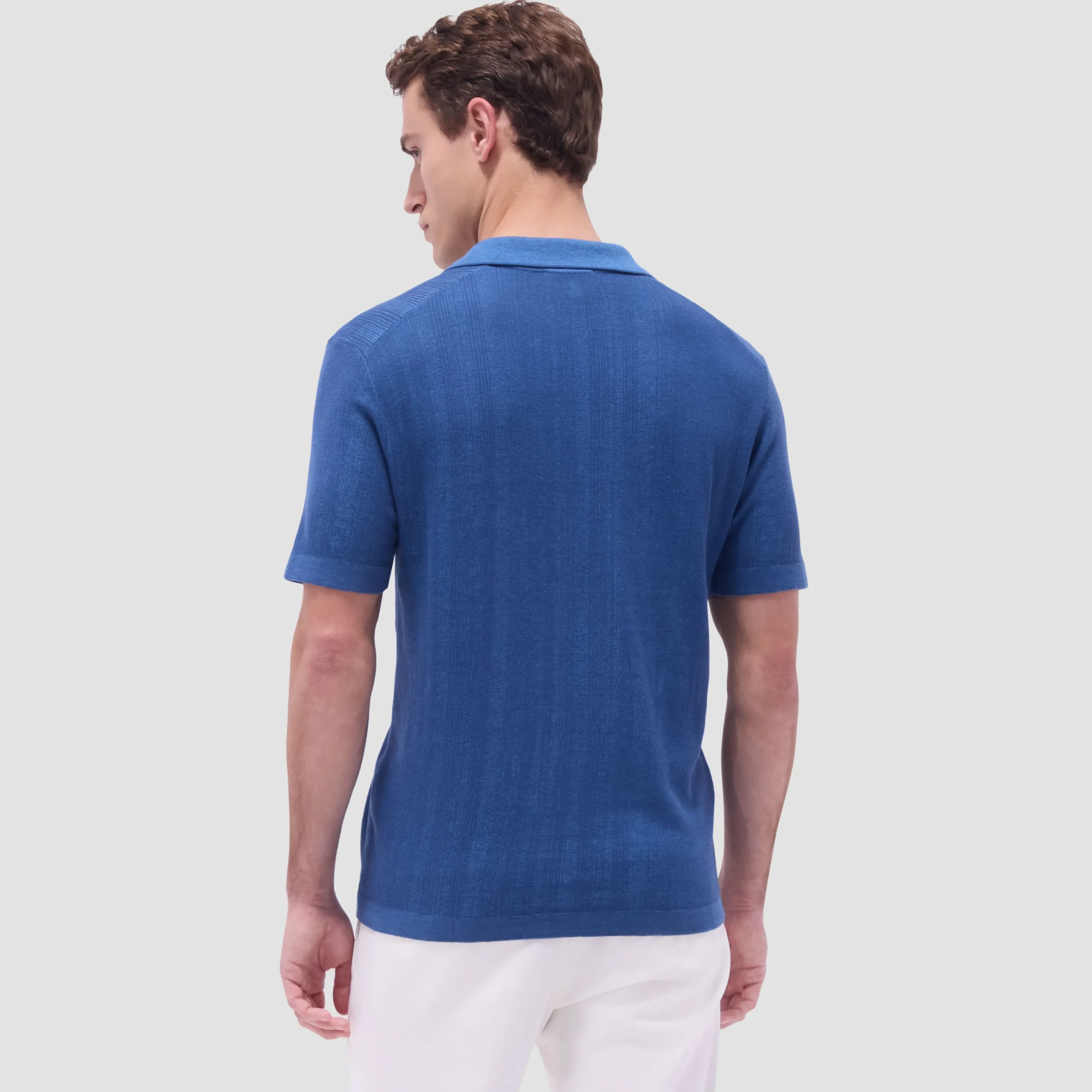 Two-Tone Rib Stitch Short Sleeve Johnny Sweater