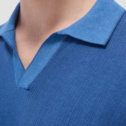 Two-Tone Rib Stitch Short Sleeve Johnny Sweater