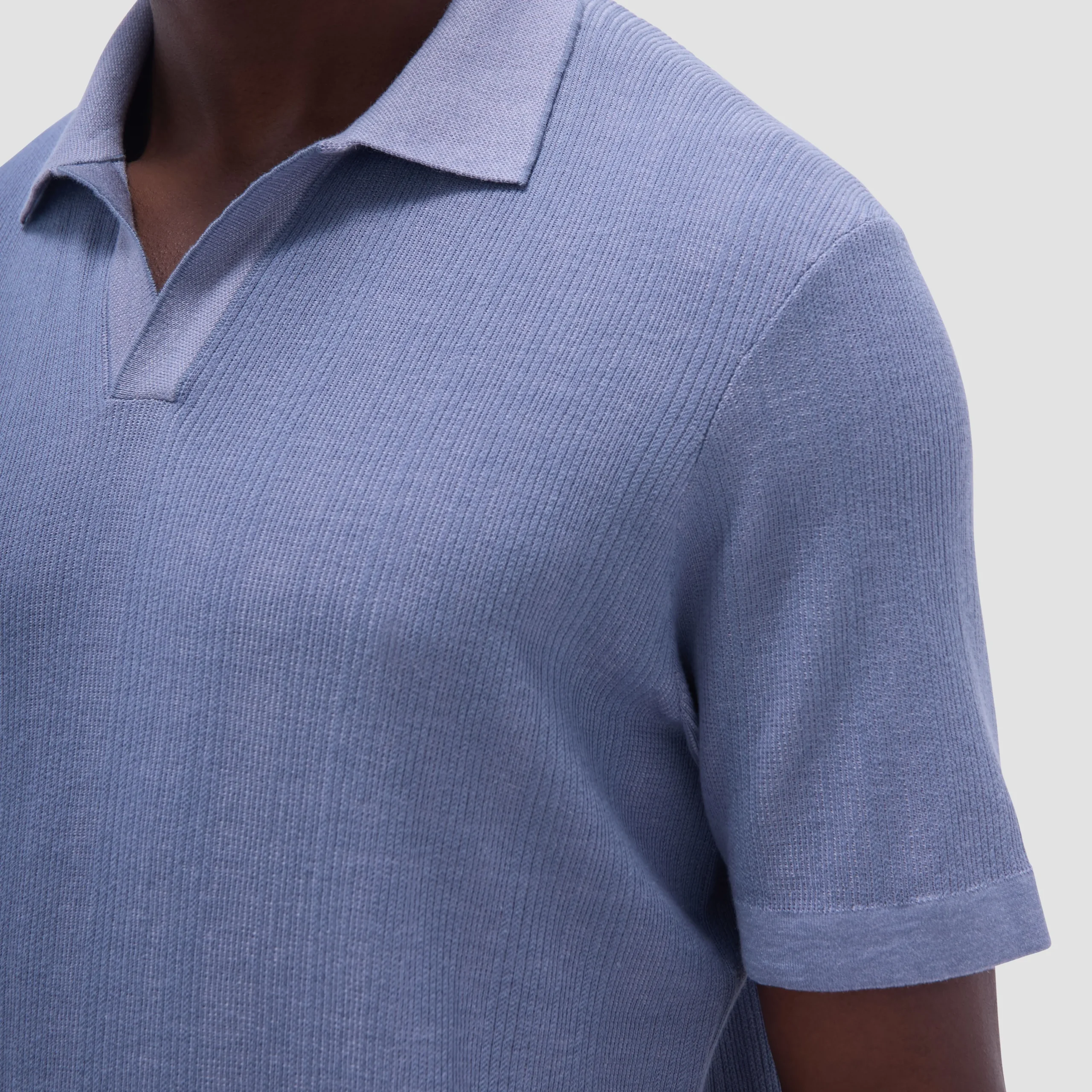 Two-Tone Rib Stitch Short Sleeve Johnny Sweater