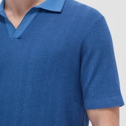 Two-Tone Rib Stitch Short Sleeve Johnny Sweater