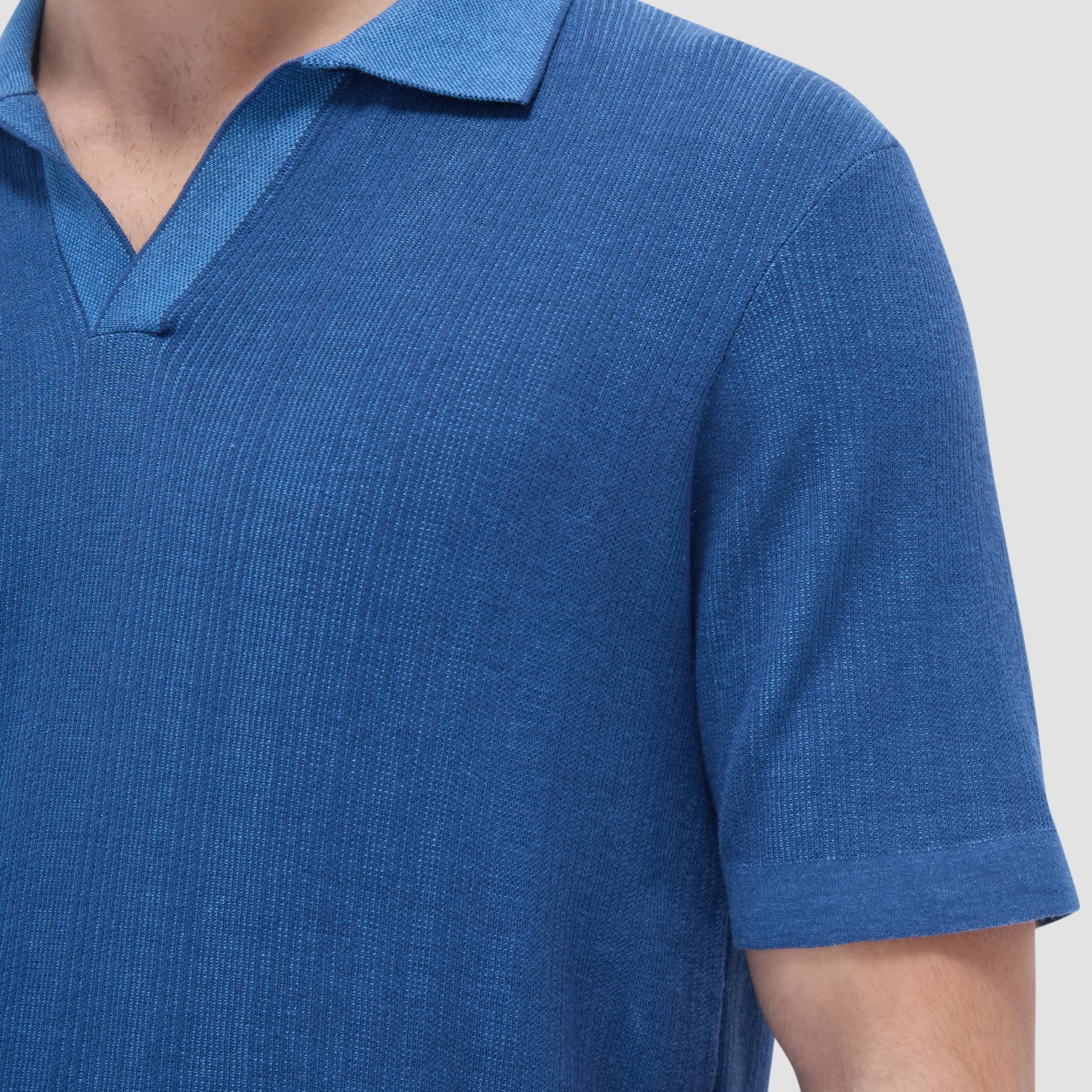 Two-Tone Rib Stitch Short Sleeve Johnny Sweater