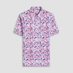Victor Leaf Print OoohCotton Polo Shirt