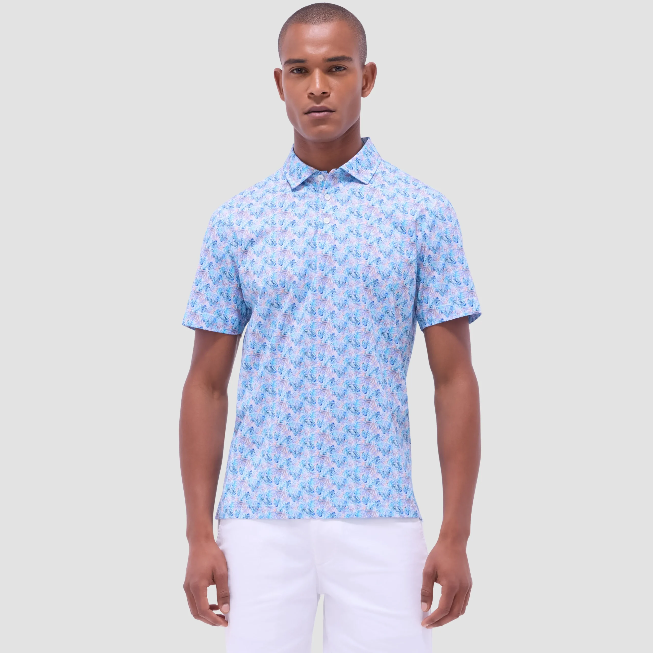 Victor Leaf Print OoohCotton Polo Shirt