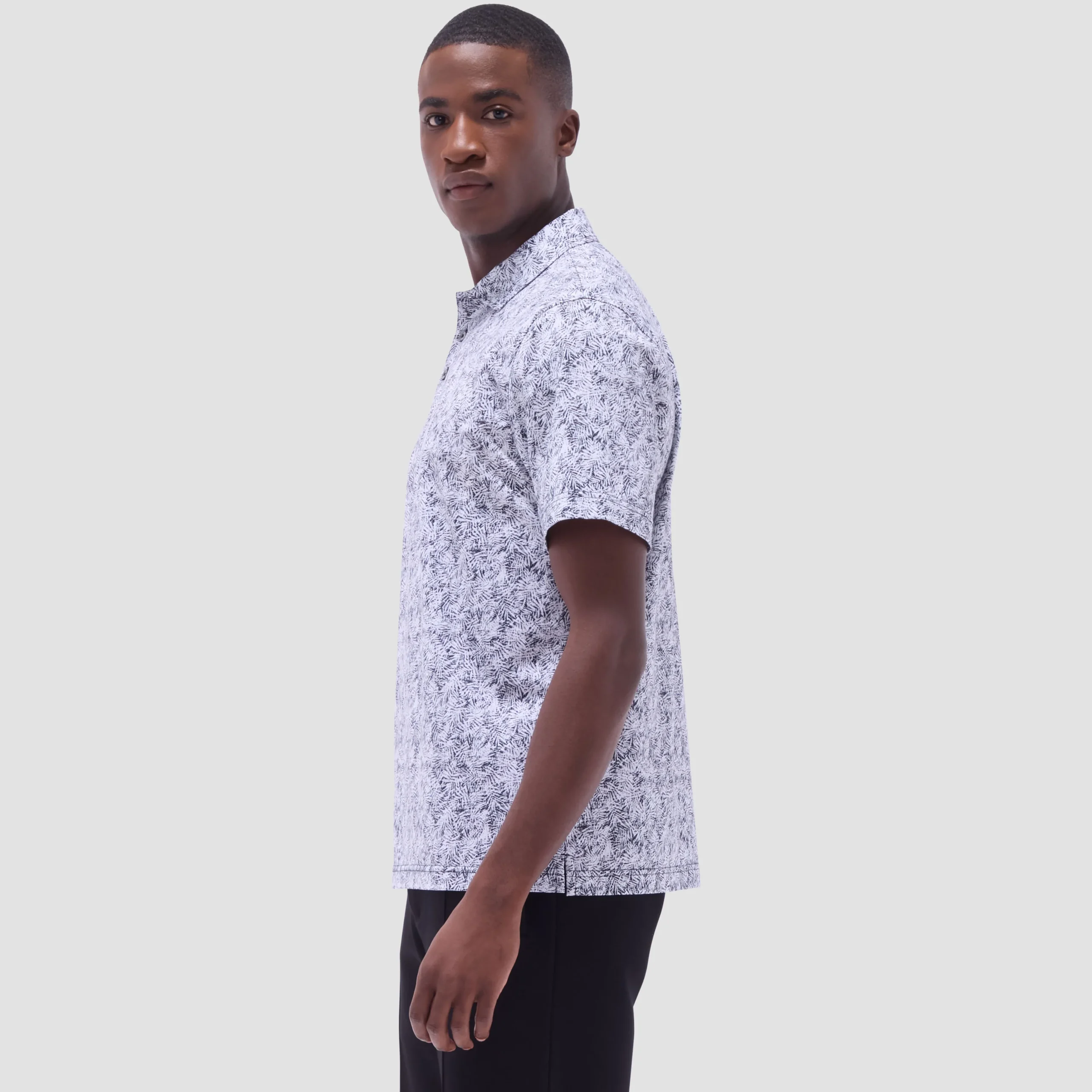 Victor Leaf Print OoohCotton Polo Shirt