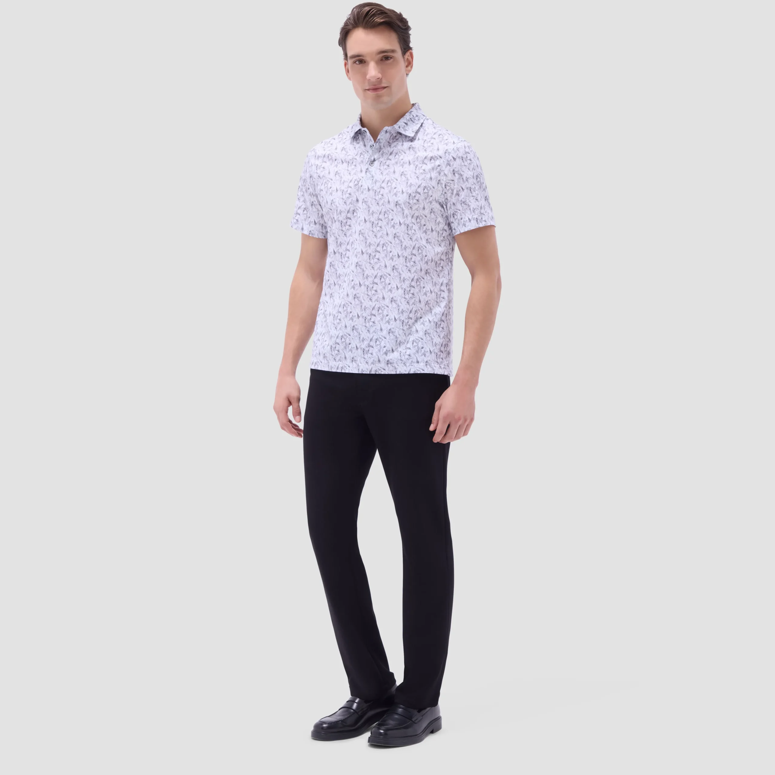 Victor Leaf Print OoohCotton Polo Shirt