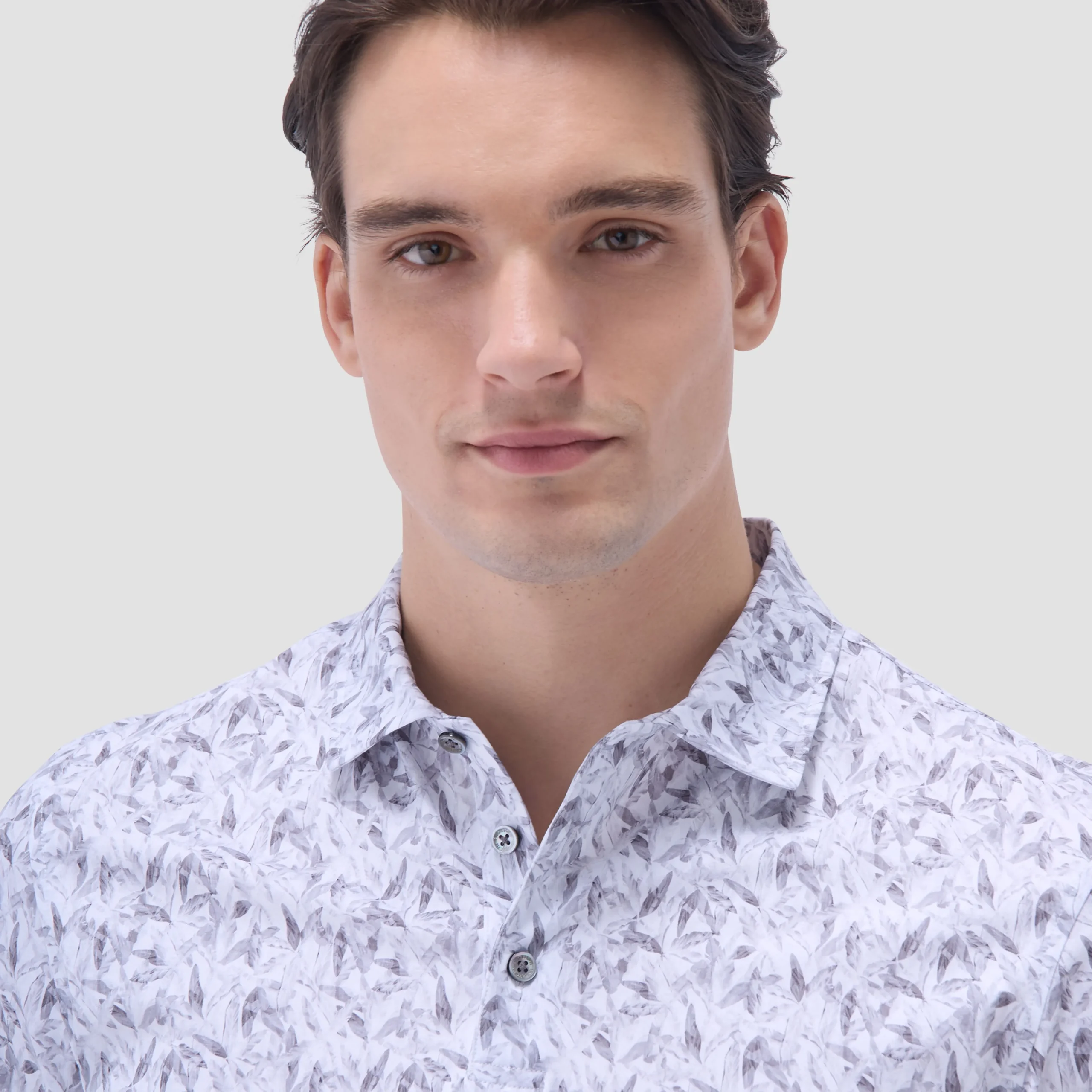 Victor Leaf Print OoohCotton Polo Shirt