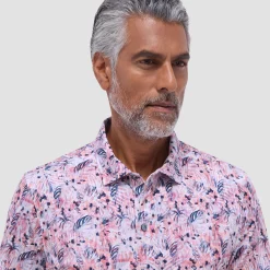 Victor Leaf Print OoohCotton Polo Shirt
