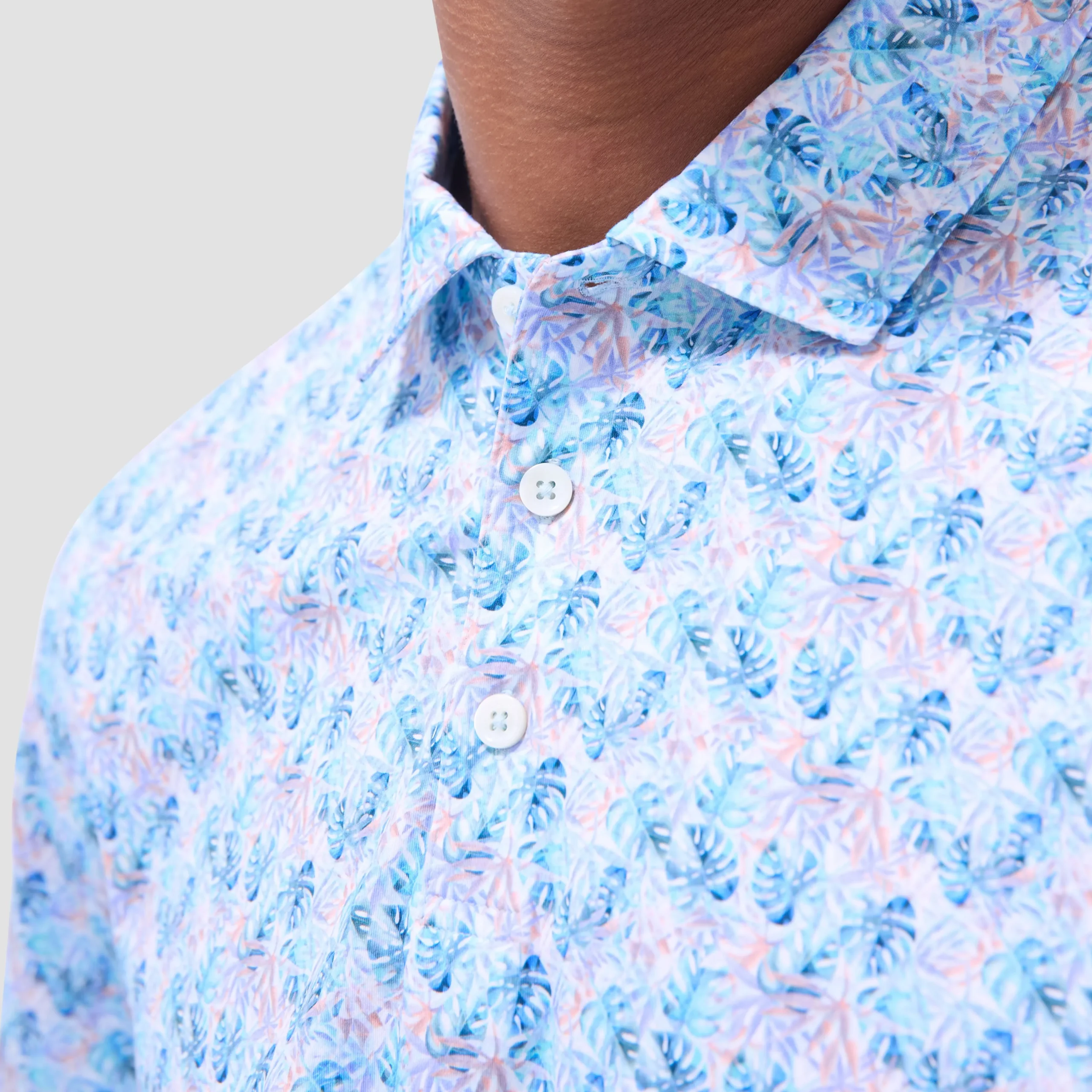 Victor Leaf Print OoohCotton Polo Shirt