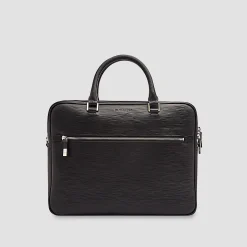 Wood Grained Semi Embossed Leather Briefcase