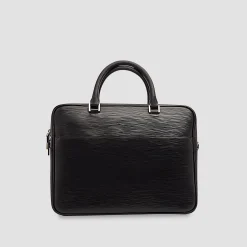 Wood Grained Semi Embossed Leather Briefcase